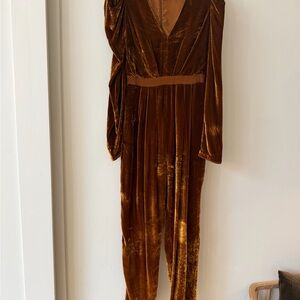 Ulla Johnson Velvet Jumpsuit in Luxurious Brown